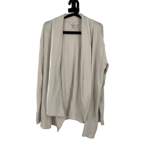 Athleta Pranayama Restore Rib Wrap Cardigan L Open Front Beige Womens - Picture 2 of 8